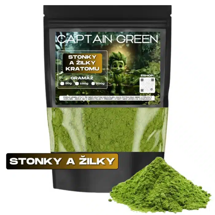 Stonky a žilky kratomu captain green