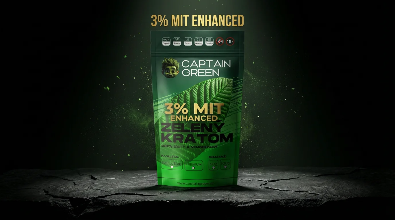 3% MIT zelený kratom – posílená verze Captain Green