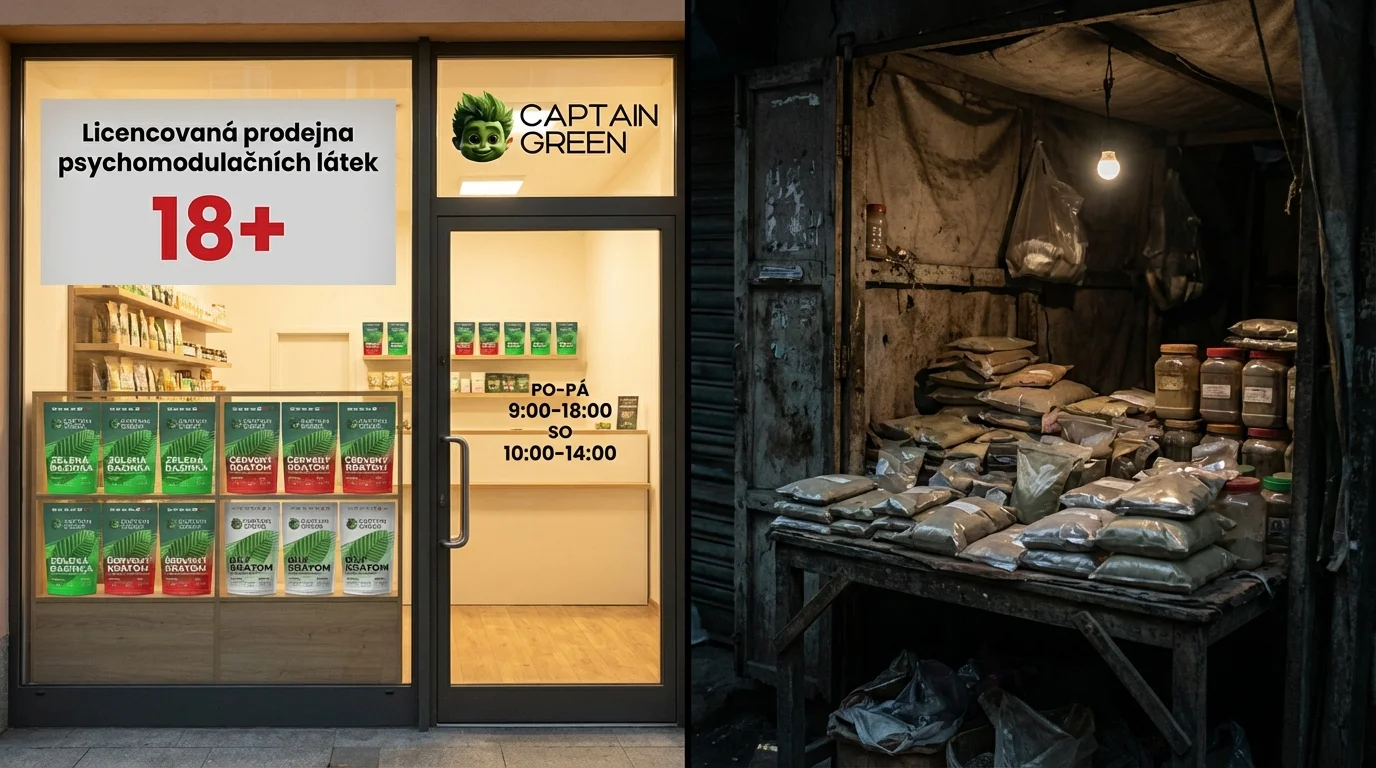 Bezpečný licencovaný prodej kratomu oproti rizikovému neregulovanému prodeji
