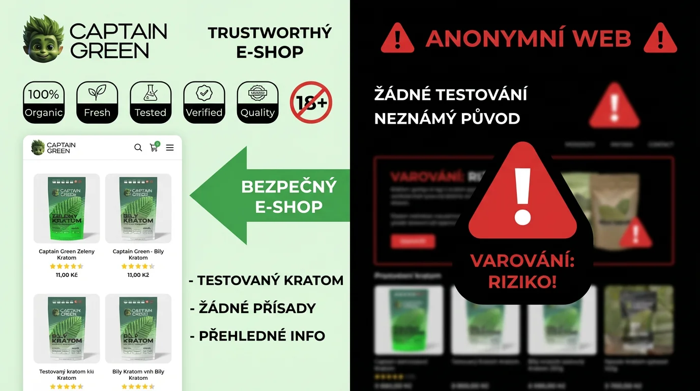 Bezpečný vs rizikový prodej kratomu na internetu Porovnání bezpečného a rizikového prodeje kratomu v e‑shopu a na anonymních platformách