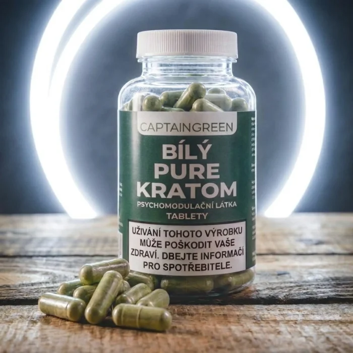 Bílý kratom White Pure kapsle 50 ks po 0,5 g, licencovaný prodej Captain Green Bílý kratom White Pure kapsle 50 ks po 0,5 g, licencovaný prodej Captain Green