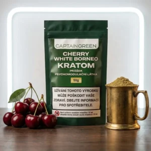 Bílý kratom prášek s příchutí cherry 50 g, licencovaný prodej Captain Green
