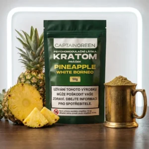 Bílý kratom prášek s příchutí pineapple 50 g, licencovaný prodej Captain Green Bílý kratom prášek s příchutí pineapple 50 g, licencovaný prodej Captain Green