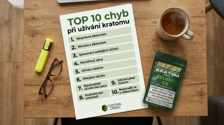 Infografika TOP 10 chyb při užívání kratomu v roce 2026