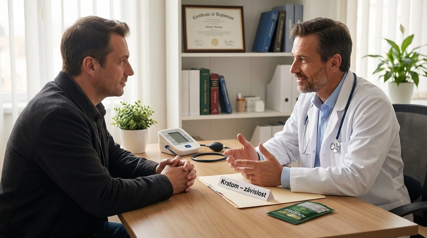 Pacient konzultuje problém se závislostí na kratomu s lékařem nebo adiktologem
