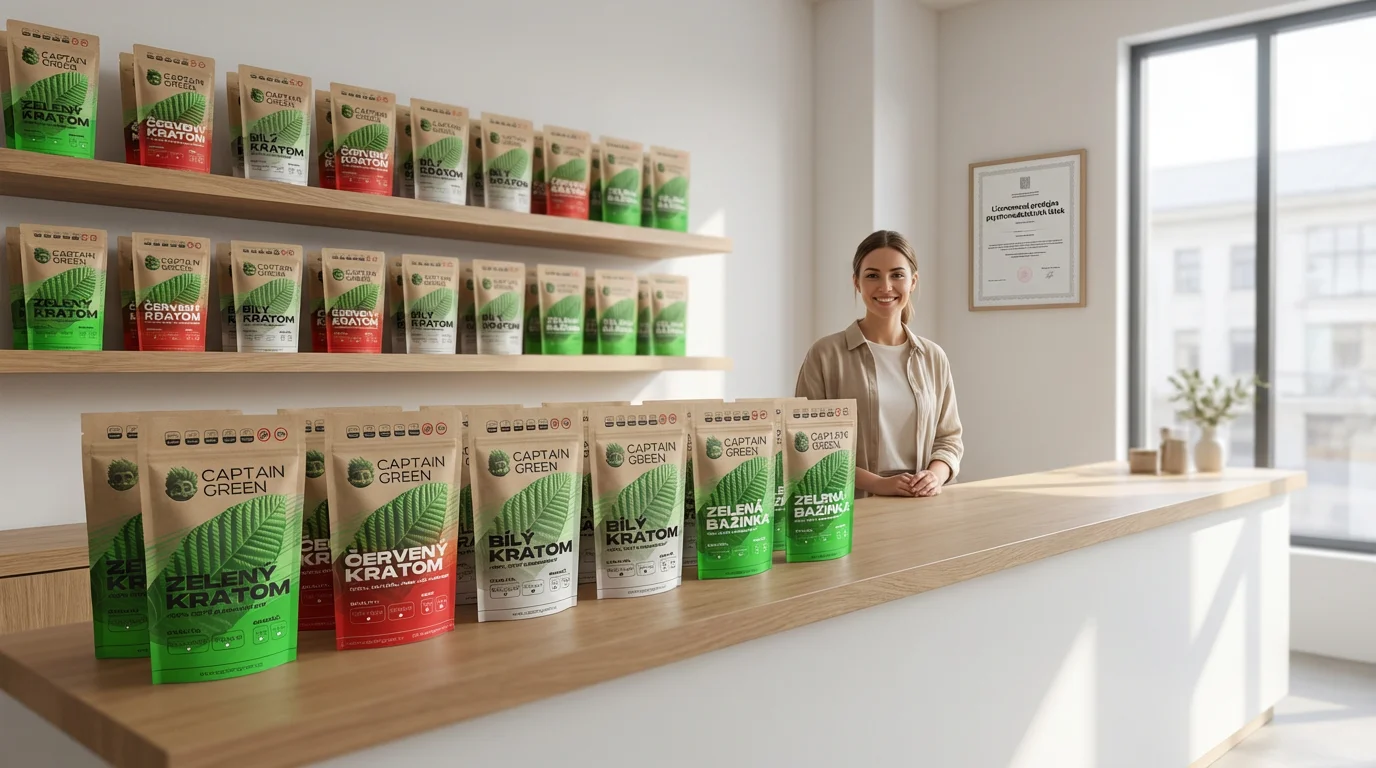 Licencovaná prodejna kratomu Captain Green v České republice v roce 2026