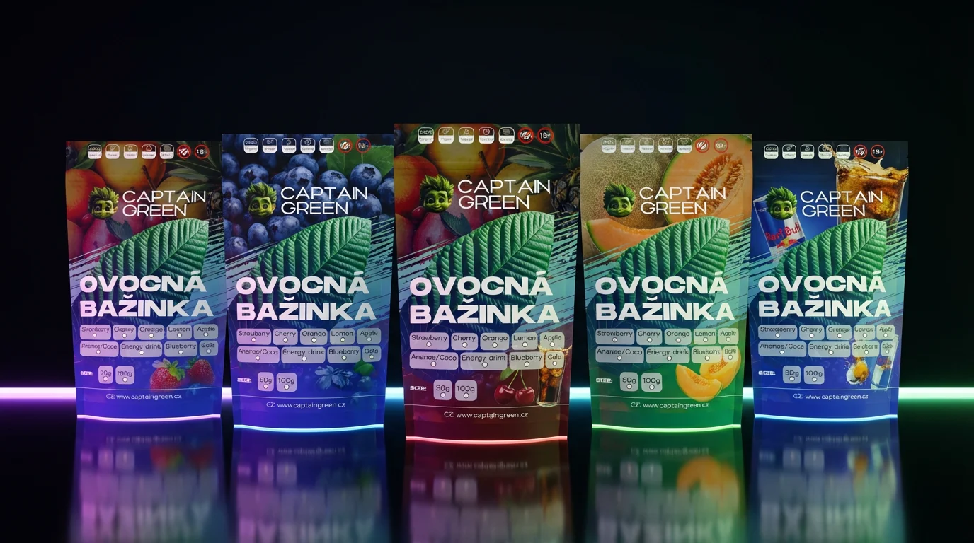 Ochucené zelené kratomy Captain Green – přehled příchutí