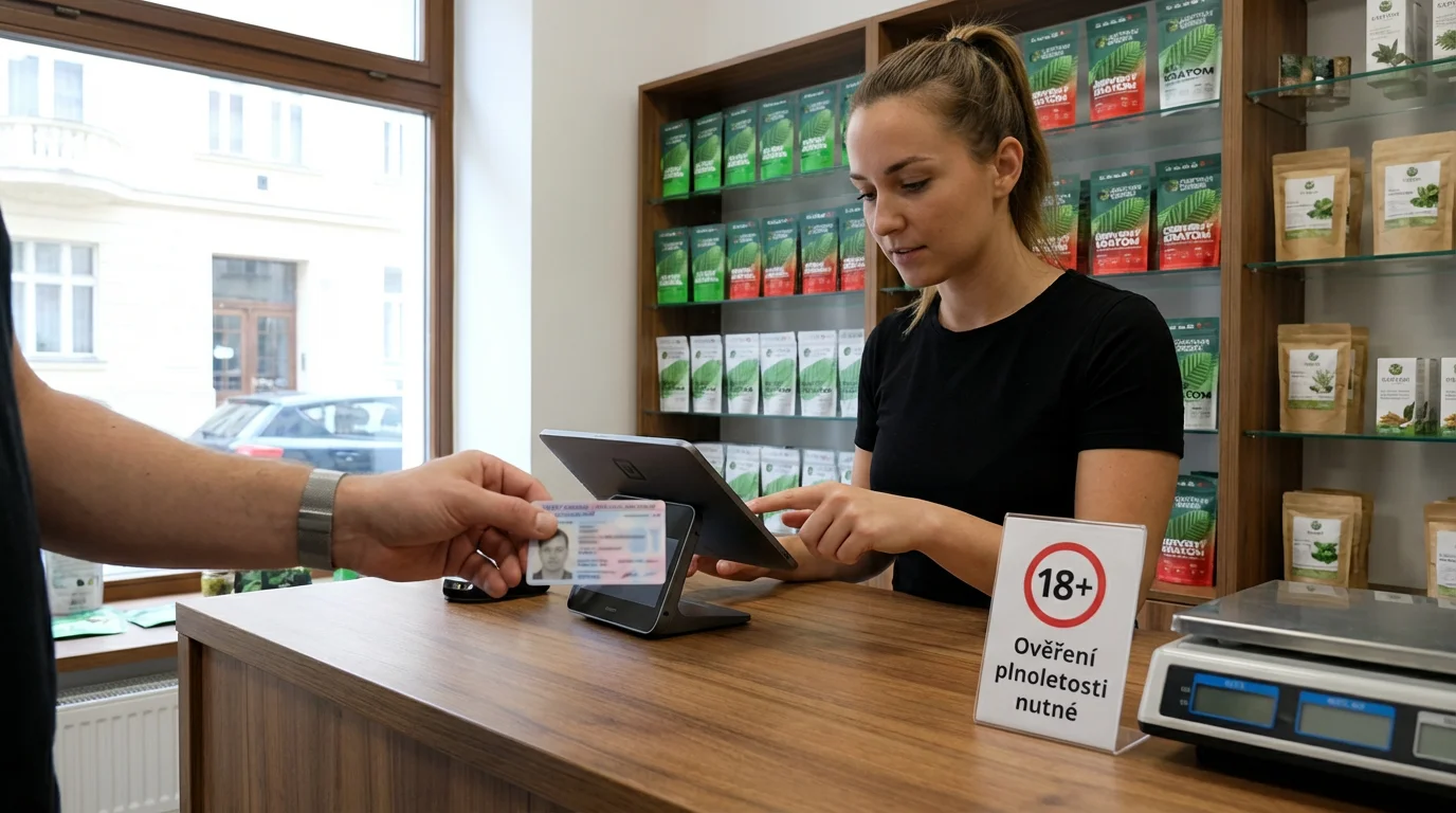 Ověření plnoletosti při nákupu kratomu v prodejně
