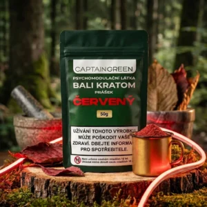 Red Bali kratom prášek 50 g, Mitragyna speciosa, licencovaný prodej Captain Green