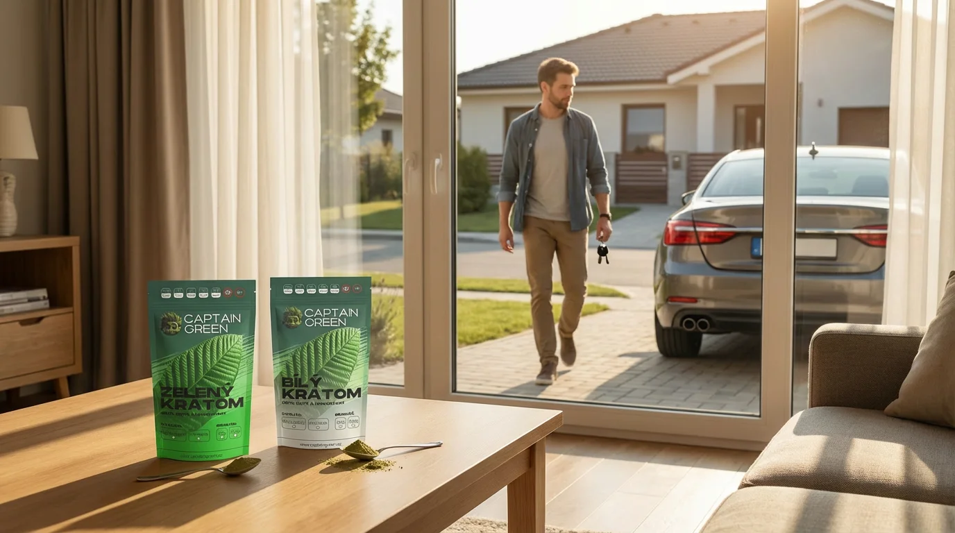 Řidič nechává kratom doma na stole a odchází k autu, aby jel bez jakýchkoliv látek v těle