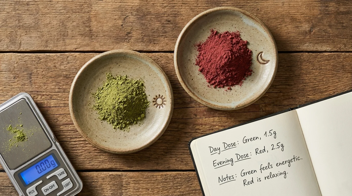 Srovnání orientačních dávek kratomu pro denní a večerní použití