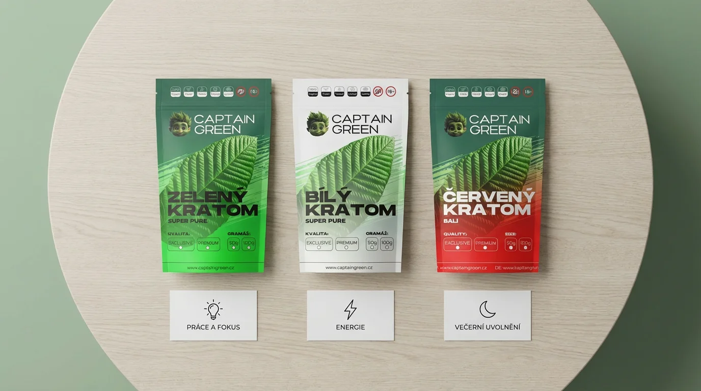 Výběr kratomu pro začátečníky – zelený, bílý a červený podle cíle použití