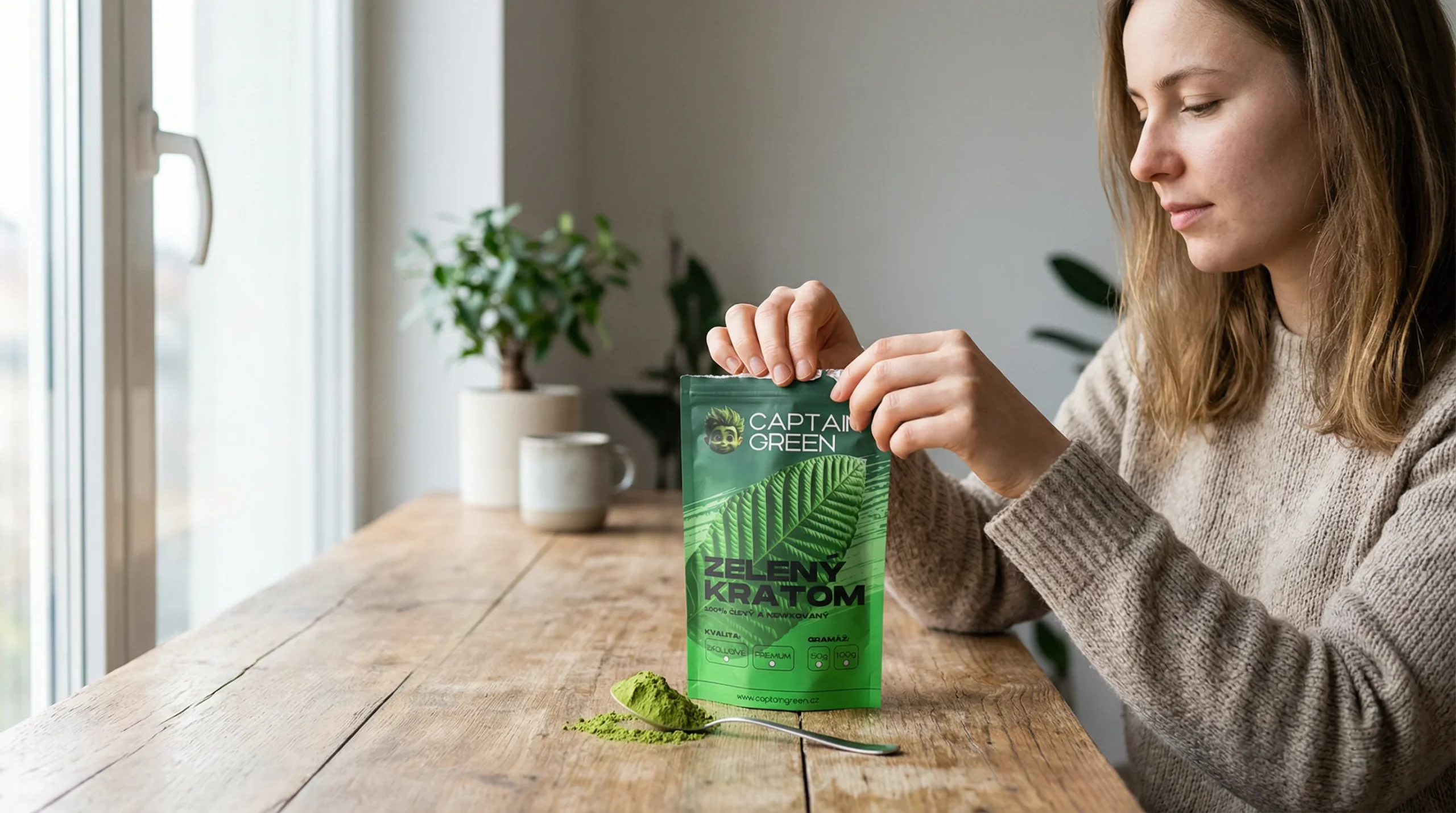 Zelený kratom Captain Green – denní použití, práce a studium