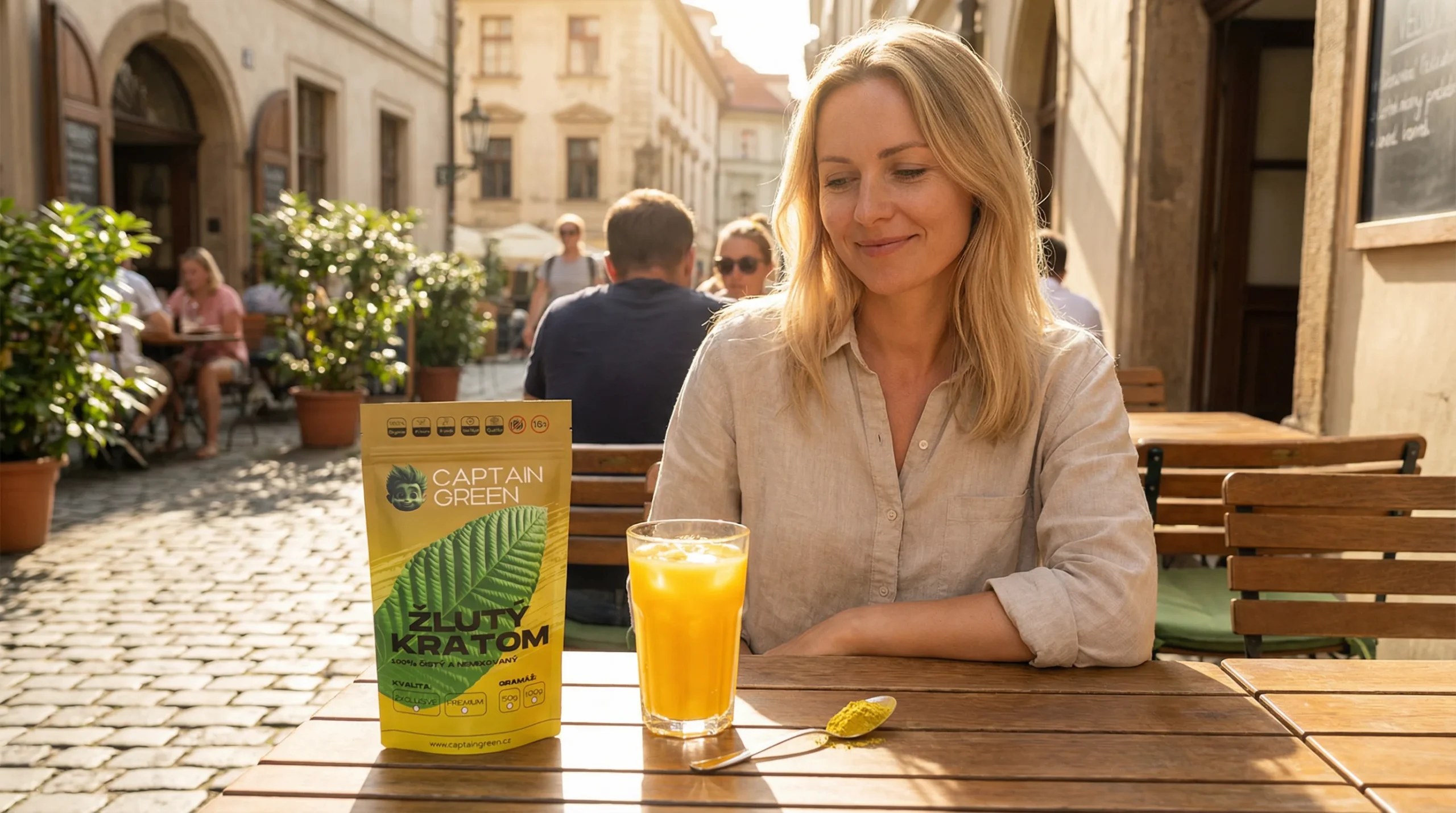 Žlutý kratom Captain Green – jemná denní pohoda v kavárně