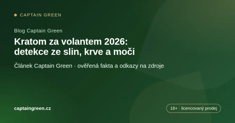 Úvodní obrázek článku: Kratom za volantem 2026: detekce ze slin, krve a moči Úvodní obrázek článku: Kratom za volantem 2026: detekce ze slin, krve a moči